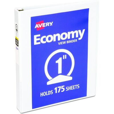 Avery - Economy View Binder With Round Rings 3 Rings 1" Capacity 11 X 8.5 White (5711) Avery - Economy View Binder With Round Rings 3 Rings 1" Capacity 11 X 8.5 White (5711)