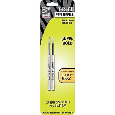 Zebra - Pen F Ballpoint Pen Refill, Extra Bold Tip, 2/Pk - Black Zebra - Pen F Ballpoint Pen Refill, Extra Bold Tip, 2/Pk - Black