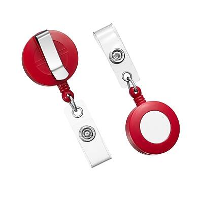 Staples - Retractable Name Badge Holders, Plastic, 25/Pack - Red Staples - Retractable Name Badge Holders, Plastic, 25/Pack - Red