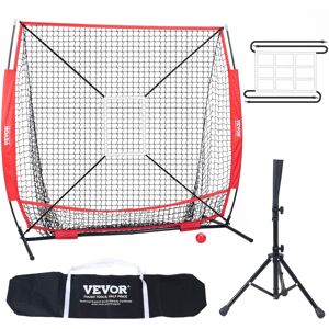 VEVOR - 5x5 ft Baseball Softball Practice Net, Portable Baseball Training Net for Hitting Batting Catching Pitching - Red VEVOR - 5x5 ft Baseball Softball Practice Net, Portable Baseball Training Net for Hitting Batting Catching Pitching - Red