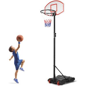 Costway - Adjustable Basketball Hoop System Stand Kid Indoor Outdoor Net Goal W/ Wheels - Black Costway - Adjustable Basketball Hoop System Stand Kid Indoor Outdoor Net Goal W/ Wheels - Black
