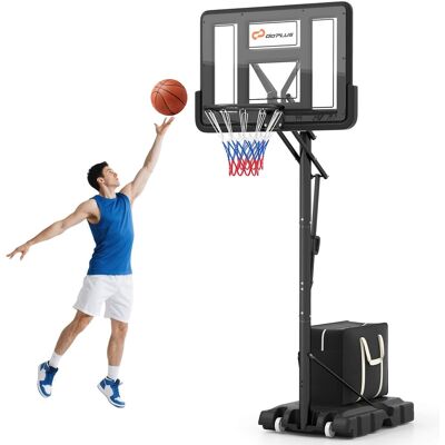Costway - 44" Portable Adjustable Basketball Goal Hoop Stand System withSecure Bag Outdoor - Black Costway - 44" Portable Adjustable Basketball Goal Hoop Stand System withSecure Bag Outdoor - Black