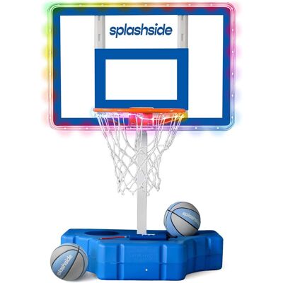 JoyBerri - Pool Basketball Hoop Adjustable Poolside Basketball Hoop with LED Lights Balls and Pump - White and Blue JoyBerri - Pool Basketball Hoop Adjustable Poolside Basketball Hoop with LED Lights Balls and Pump - White and Blue