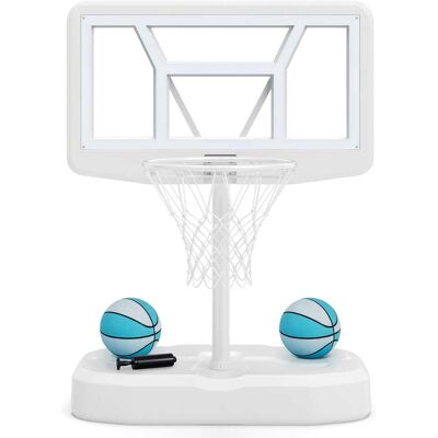 Costway - Outdoor Poolside Basketball Goal System with 42 Inches Shatterproof PC Backboard - White Costway - Outdoor Poolside Basketball Goal System with 42 Inches Shatterproof PC Backboard - White