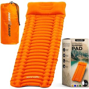 SereneLife - Sleeping Pad with Pillow for Camping - Compact Sleeping Mat with Fast Inflation - Orange SereneLife - Sleeping Pad with Pillow for Camping - Compact Sleeping Mat with Fast Inflation - Orange