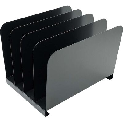 Huron - Vertical Desk Organizer 4 Compartment Vertical 7.75" x 11" x 11" Durable Steel - Black Huron - Vertical Desk Organizer 4 Compartment Vertical 7.75" x 11" x 11" Durable Steel - Black