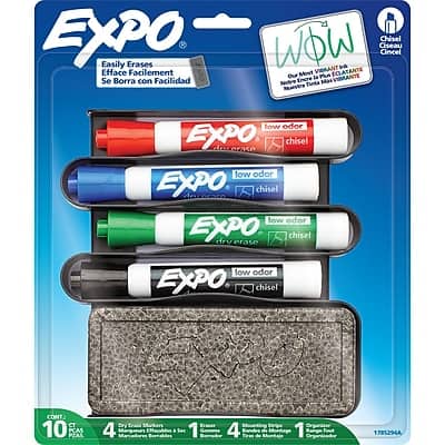 Expo - Mountable Whiteboard Caddy Kit, Broad Chisel Tip - Assorted Colors Expo - Mountable Whiteboard Caddy Kit, Broad Chisel Tip - Assorted Colors