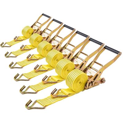 VEVOR - Ratchet Straps, 2 in x 15 ft, Heavy Duty Tie Down Straps with Double J Hook, 5000 lbs Break Strength, Carry Bag - Yellow VEVOR - Ratchet Straps, 2 in x 15 ft, Heavy Duty Tie Down Straps with Double J Hook, 5000 lbs Break Strength, Carry Bag - Yellow