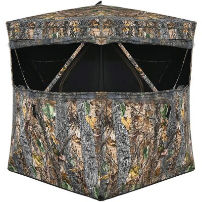 Costway - 3 Person Portable Hunting Blind Surround View Pop-Up Tent w/ Slide Mesh Window - Camouflage Costway - 3 Person Portable Hunting Blind Surround View Pop-Up Tent w/ Slide Mesh Window - Camouflage