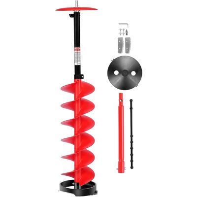 VEVOR - Ice Auger Drill Bit, 8in Diameter 41in Length, Cordless Nylon Ice Fishing Augers With Extra 13.4in Extension Rod - Red + Black VEVOR - Ice Auger Drill Bit, 8in Diameter 41in Length, Cordless Nylon Ice Fishing Augers With Extra 13.4in Extension Rod - Red + Black