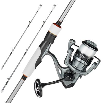 VEVOR - Rod and Fishing Reel Combo, IM7 Carbon Fiber Spinning Rod and Reel Combo, Bass Fishing Pole with 7 ft Two-Piece Rods - Gunpowder Gray VEVOR - Rod and Fishing Reel Combo, IM7 Carbon Fiber Spinning Rod and Reel Combo, Bass Fishing Pole with 7 ft Two-Piece Rods - Gunpowder Gray