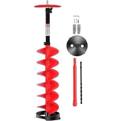 VEVOR - Ice Auger Drill Bit, 8in Diameter 39in Length, Cordless Nylon Ice Fishing Augers With Extra 13.4in Extension Rod - Red + Black VEVOR - Ice Auger Drill Bit, 8in Diameter 39in Length, Cordless Nylon Ice Fishing Augers With Extra 13.4in Extension Rod - Red + Black