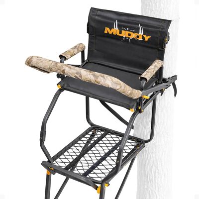 Muddy - The Skybox Deluxe 20 Ft Hunting Ladderstand, 1 Person Climbing Tree Stand - Black Muddy - The Skybox Deluxe 20 Ft Hunting Ladderstand, 1 Person Climbing Tree Stand - Black