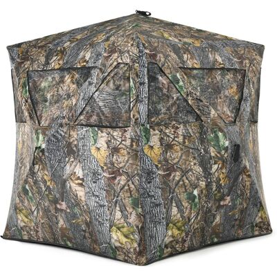 Costway - 3 Person Portable Hunting Blind Pop-Up Ground Blind w/Tie-downs & Carrying Bag - Camouflage Costway - 3 Person Portable Hunting Blind Pop-Up Ground Blind w/Tie-downs & Carrying Bag - Camouflage