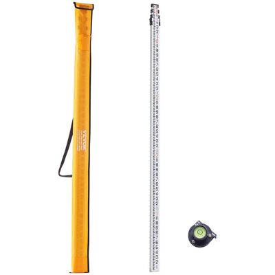 VEVOR - Aluminum Grade Rod, 16-Feet/8ths 4 Sections Telescopic Measuring Rod,Double-Sided Scale 1/8in Leveling Rod Stick - Silver VEVOR - Aluminum Grade Rod, 16-Feet/8ths 4 Sections Telescopic Measuring Rod,Double-Sided Scale 1/8in Leveling Rod Stick - Silver