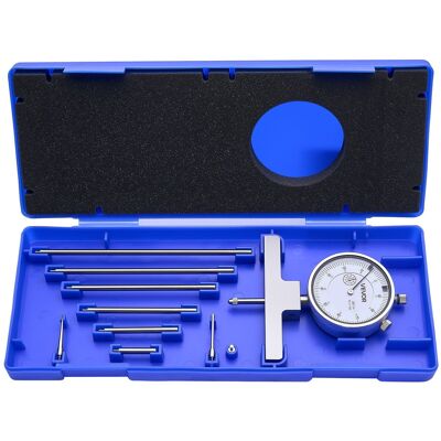 VEVOR - Depth Gauge, Depth Micrometer 0-22 inch Measuring Range, 0.001" Resolution, with 4 Anvils & 6 Standard Rods - Silver VEVOR - Depth Gauge, Depth Micrometer 0-22 inch Measuring Range, 0.001" Resolution, with 4 Anvils & 6 Standard Rods - Silver
