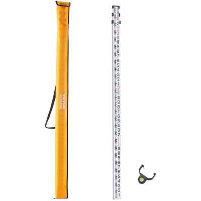 VEVOR - Aluminum Grade Rod, 9-Feet/8ths 3 Sections Telescopic Measuring Rod, Double-Sided Scale 1/8in Leveling Rod Stick - Silver VEVOR - Aluminum Grade Rod, 9-Feet/8ths 3 Sections Telescopic Measuring Rod, Double-Sided Scale 1/8in Leveling Rod Stick - Silver