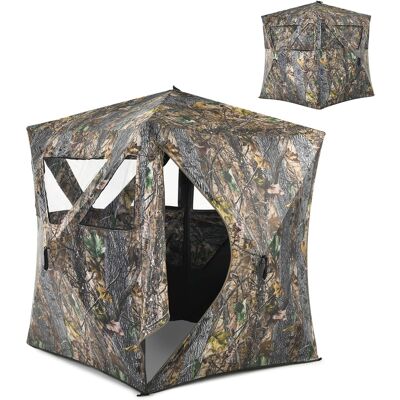 Gymax - 3 Person Portable Hunting Blind Pop-Up Ground Blind w/Tie-downs & Carrying Bag - Camouflage Gymax - 3 Person Portable Hunting Blind Pop-Up Ground Blind w/Tie-downs & Carrying Bag - Camouflage