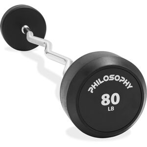 Philosophy Gym - Rubber Fixed Barbell - Pre-Loaded Weight EZ Curl Bar for Weightlifting - Black Philosophy Gym - Rubber Fixed Barbell - Pre-Loaded Weight EZ Curl Bar for Weightlifting - Black