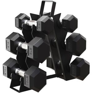 BalanceFrom Fitness - BalanceFrom Rubber Encased Hex Dumbbell Set, 5, 8 & 10 Pound Pairs w/ Metal Rack - Black BalanceFrom Fitness - BalanceFrom Rubber Encased Hex Dumbbell Set, 5, 8 & 10 Pound Pairs w/ Metal Rack - Black