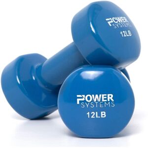 Power Systems - 12 lbs Deluxe Vinyl Dumbbells Set, Pair of Dumbbell Weight with Non-Slip Grip - Blue Power Systems - 12 lbs Deluxe Vinyl Dumbbells Set, Pair of Dumbbell Weight with Non-Slip Grip - Blue