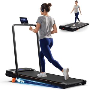 KERDOM - 4-in-1 Folding & Portable Climbing Treadmill with Phone Holder, Low Noise 7.6 MPH Running Pad with Handrail & 6% Incline - Black KERDOM - 4-in-1 Folding & Portable Climbing Treadmill with Phone Holder, Low Noise 7.6 MPH Running Pad with Handrail & 6% Incline - Black