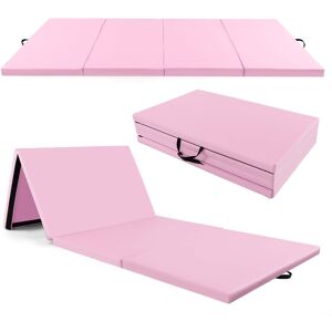 Costway - 10' x 4' x 2" 4-Panel Folding Exercise Mat with Carrying Handles for Gym Yoga - Light Pink Costway - 10' x 4' x 2" 4-Panel Folding Exercise Mat with Carrying Handles for Gym Yoga - Light Pink