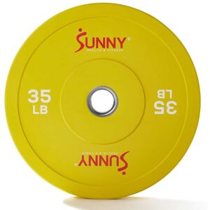 Sunny Health & Fitness - Elite 2-inch Rubber Olympic Weight Plates 35-Pound (Single - Yellow Sunny Health & Fitness - Elite 2-inch Rubber Olympic Weight Plates 35-Pound (Single - Yellow