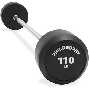 Philosophy Gym - Rubber Fixed Barbell - Pre-Loaded Weight Straight Bar Weightlifting - Black Philosophy Gym - Rubber Fixed Barbell - Pre-Loaded Weight Straight Bar Weightlifting - Black