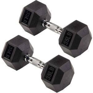 Signature Fitness - Hex Dumbbells Strength Training Workout Equipment Set, 35 lbs - Black Signature Fitness - Hex Dumbbells Strength Training Workout Equipment Set, 35 lbs - Black