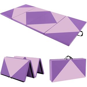Costway - Folding Gymnastics Mat 8' x 4' x 2" PU Leather Tumbling Exercise Mat Yoga Gym - Pink,Purple Costway - Folding Gymnastics Mat 8' x 4' x 2" PU Leather Tumbling Exercise Mat Yoga Gym - Pink,Purple