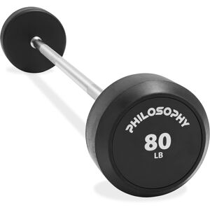 Philosophy Gym - Rubber Fixed Barbell - Pre-Loaded Weight Straight Bar Weightlifting - Black Philosophy Gym - Rubber Fixed Barbell - Pre-Loaded Weight Straight Bar Weightlifting - Black