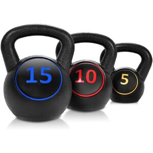 Costway - 3-Piece Kettlebell Weights Set, Weight Available 5, 10, 15 lbs, HDPE Kettlebell for Strength and Conditioning - Red/Blue/Yellow Costway - 3-Piece Kettlebell Weights Set, Weight Available 5, 10, 15 lbs, HDPE Kettlebell for Strength and Conditioning - Red/Blue/Yellow