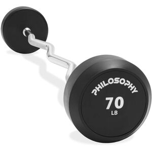 Philosophy Gym - Rubber Fixed Barbell - Pre-Loaded Weight EZ Curl Bar for Weightlifting - Black Philosophy Gym - Rubber Fixed Barbell - Pre-Loaded Weight EZ Curl Bar for Weightlifting - Black