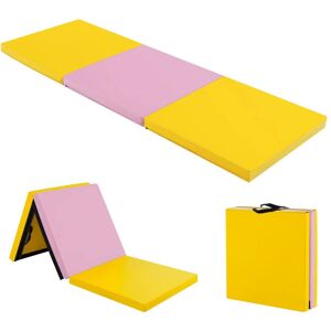 Costway - Tri-Fold Folding Exercise Mat 6 ft x 2 ft Portable Gymnastics Tumbling Yoga - Yellow,Pink Costway - Tri-Fold Folding Exercise Mat 6 ft x 2 ft Portable Gymnastics Tumbling Yoga - Yellow,Pink