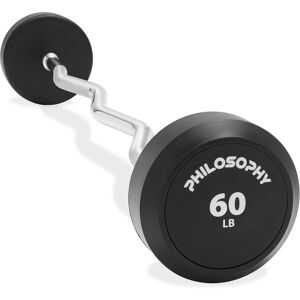 Philosophy Gym - Rubber Fixed Barbell - Pre-Loaded Weight EZ Curl Bar for Weightlifting - Black Philosophy Gym - Rubber Fixed Barbell - Pre-Loaded Weight EZ Curl Bar for Weightlifting - Black