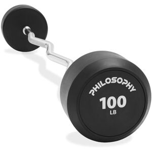 Philosophy Gym - Rubber Fixed Barbell - Pre-Loaded Weight EZ Curl Bar for Weightlifting - Black Philosophy Gym - Rubber Fixed Barbell - Pre-Loaded Weight EZ Curl Bar for Weightlifting - Black