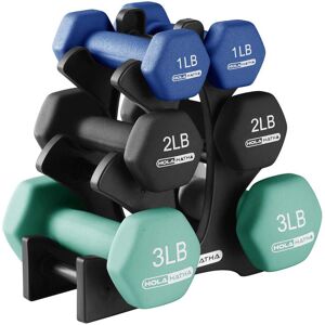 HolaHatha - 1, 2 and 3 lb Neoprene Dumbbell Strength Training Weight Set with Rack - Multicolor HolaHatha - 1, 2 and 3 lb Neoprene Dumbbell Strength Training Weight Set with Rack - Multicolor