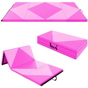 Costway - Folding Gymnastics Mat 8' x 4' x 2" PU Leather Tumbling Exercise Mat Yoga Gym - Pink Costway - Folding Gymnastics Mat 8' x 4' x 2" PU Leather Tumbling Exercise Mat Yoga Gym - Pink