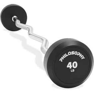 Philosophy Gym - Rubber Fixed Barbell - Pre-Loaded Weight EZ Curl Bar for Weightlifting - Black Philosophy Gym - Rubber Fixed Barbell - Pre-Loaded Weight EZ Curl Bar for Weightlifting - Black