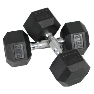 HolaHatha - Iron Hexagonal Cast Exercise 25 lb Dumbbell Weights w/Contoured Grips - Black HolaHatha - Iron Hexagonal Cast Exercise 25 lb Dumbbell Weights w/Contoured Grips - Black