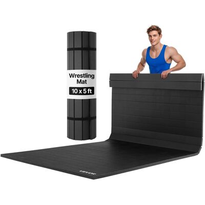 VEVOR - 10x5 ft Wrestling Mat, Martial Arts Thick Mat for Home Gym Workouts Exercise, Waterproof PVC Roll-Up Training Mats - Black VEVOR - 10x5 ft Wrestling Mat, Martial Arts Thick Mat for Home Gym Workouts Exercise, Waterproof PVC Roll-Up Training Mats - Black