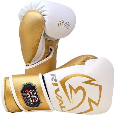 RIVAL - Boxing RB100 Professional Bag Glove - Medium - White/Gold RIVAL - Boxing RB100 Professional Bag Glove - Medium - White/Gold