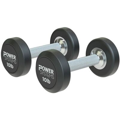 Power Systems - ProStyle Round 10 lbs Rubber Dumbbell Set, Pair of Fitness Dumbbells for Strength Training - Black Power Systems - ProStyle Round 10 lbs Rubber Dumbbell Set, Pair of Fitness Dumbbells for Strength Training - Black