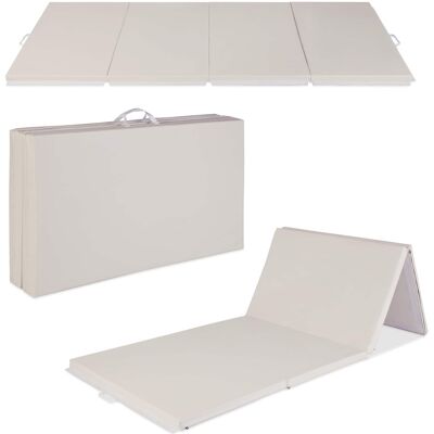 Best Choice Products - 10ftx4ftx2in Folding Gym Mat 4-Panel Gymnastics Workout Floor Mats w/ Handles - Sand Best Choice Products - 10ftx4ftx2in Folding Gym Mat 4-Panel Gymnastics Workout Floor Mats w/ Handles - Sand