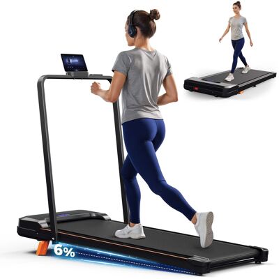 KERDOM - 4-in-1 Folding & Portable Climbing Treadmill with Phone Holder, Low Noise 7.6 MPH Running Pad with Handrail & 6% Incline - Black KERDOM - 4-in-1 Folding & Portable Climbing Treadmill with Phone Holder, Low Noise 7.6 MPH Running Pad with Handrail & 6% Incline - Black