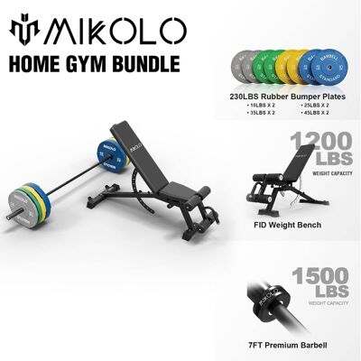 Mikolo - 7ft Olympic Barbell,Olympic Bar for 1500lbs Capacity, Weight Bar Fit 2” Standard Weights - Black Mikolo - 7ft Olympic Barbell,Olympic Bar for 1500lbs Capacity, Weight Bar Fit 2” Standard Weights - Black