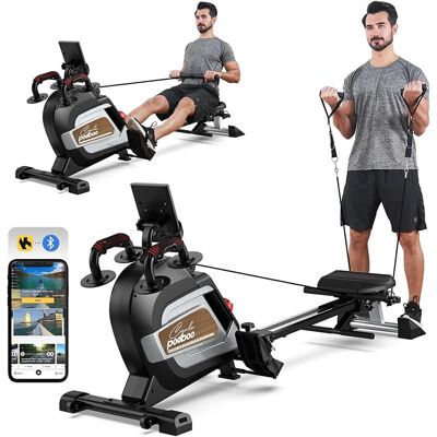 Pooboo - Magnetic Rowing Machine 360 LB Weight Capacity, folding rower with Combination Strength exercise - Black Pooboo - Magnetic Rowing Machine 360 LB Weight Capacity, folding rower with Combination Strength exercise - Black