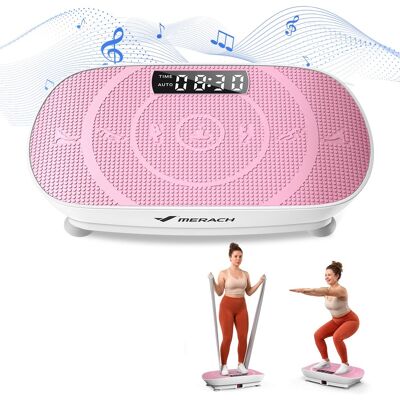 MERACH - Vibration Plate Whole Body Workout Power Exercise Machine Bluetooth, Silicone Pedal Fitness Home Plate Vibration - Pink MERACH - Vibration Plate Whole Body Workout Power Exercise Machine Bluetooth, Silicone Pedal Fitness Home Plate Vibration - Pink