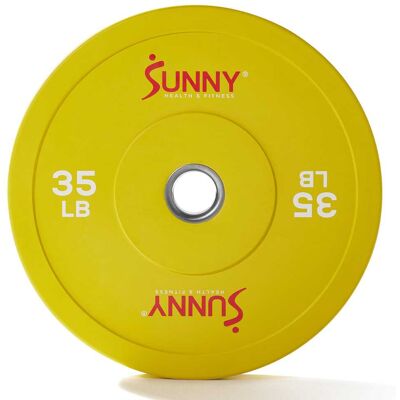Sunny Health & Fitness - Elite 2-inch Rubber Olympic Weight Plates 35-Pound (Single - Yellow Sunny Health & Fitness - Elite 2-inch Rubber Olympic Weight Plates 35-Pound (Single - Yellow